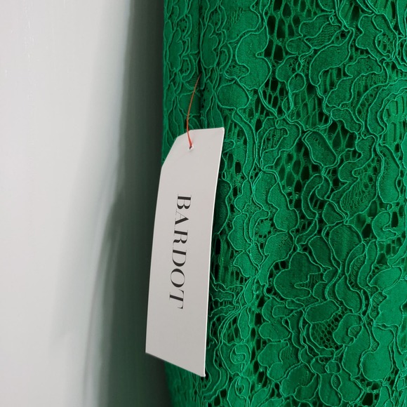 Bardot Fleur Halter Dress Fern Green Lace Sleeveless Open Back 6 - Picture 7 of 12